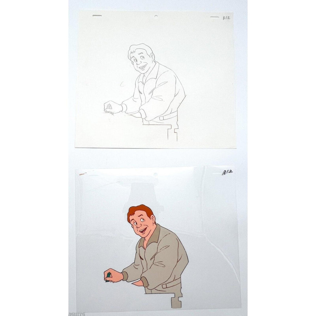 Real Ghostbusters Authentic Animation Production Cel & Drawing Ray Stantz B12 by Dic