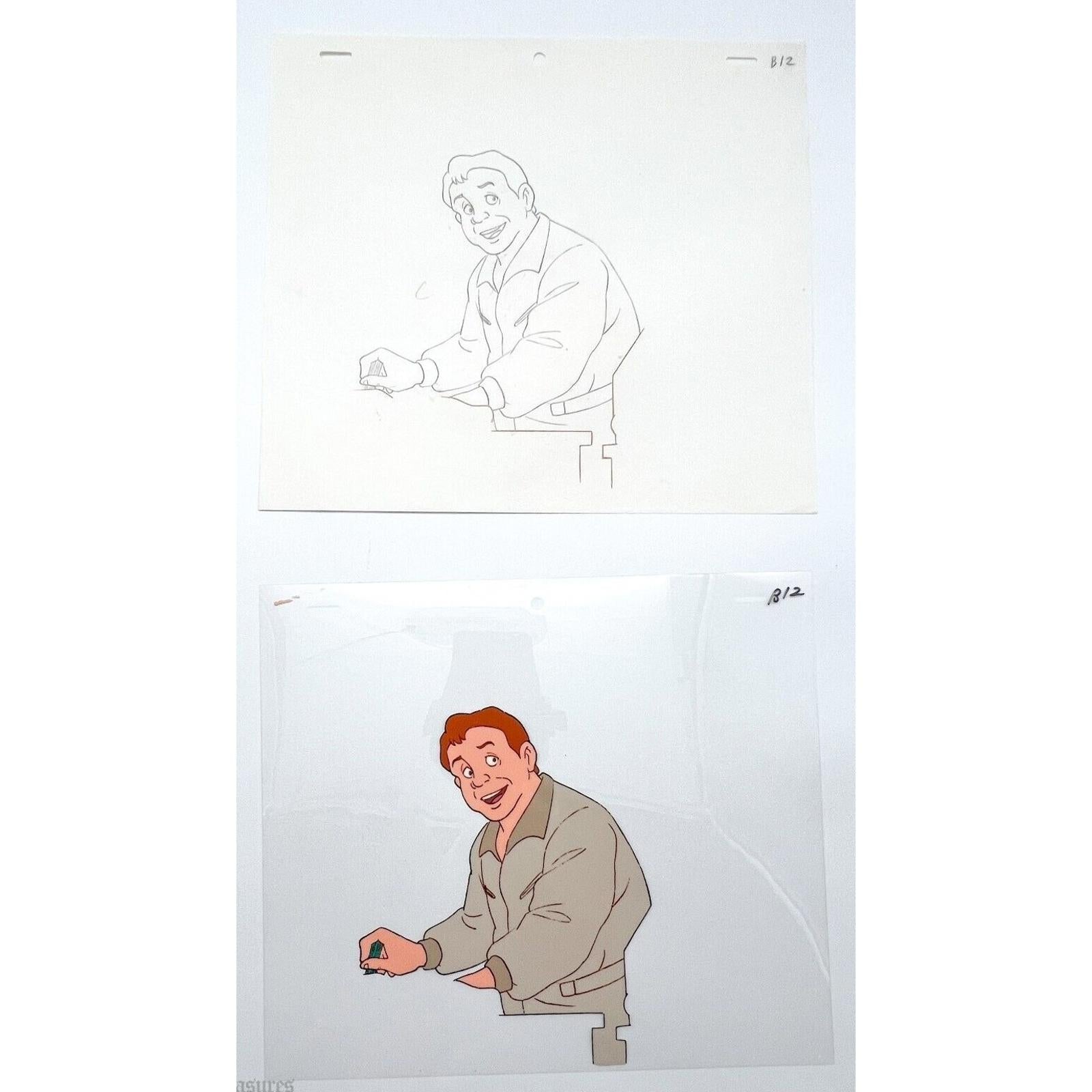 Real Ghostbusters Authentic Animation Production Cel & Drawing Ray Stantz B12 by Dic