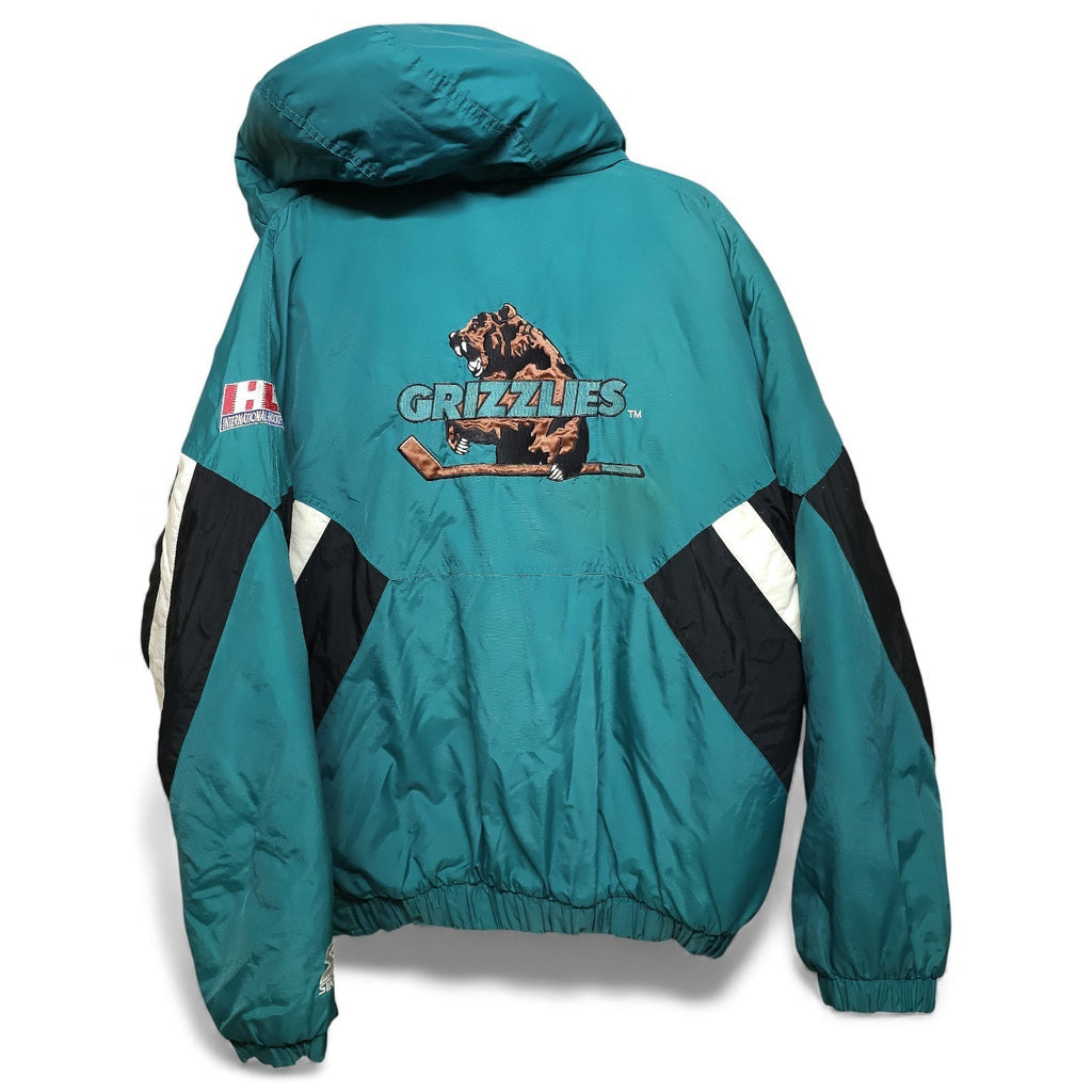 Utah Grizzlies IHL Vintage Starter Hockey Jacket Kangaroo Pouch Zip-Up Adult L