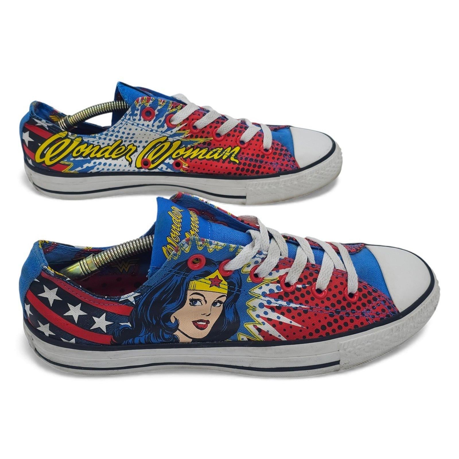 Converse Chuck Taylor All Star Low Top Wonder Woman Comic Print Shoes Womens 10