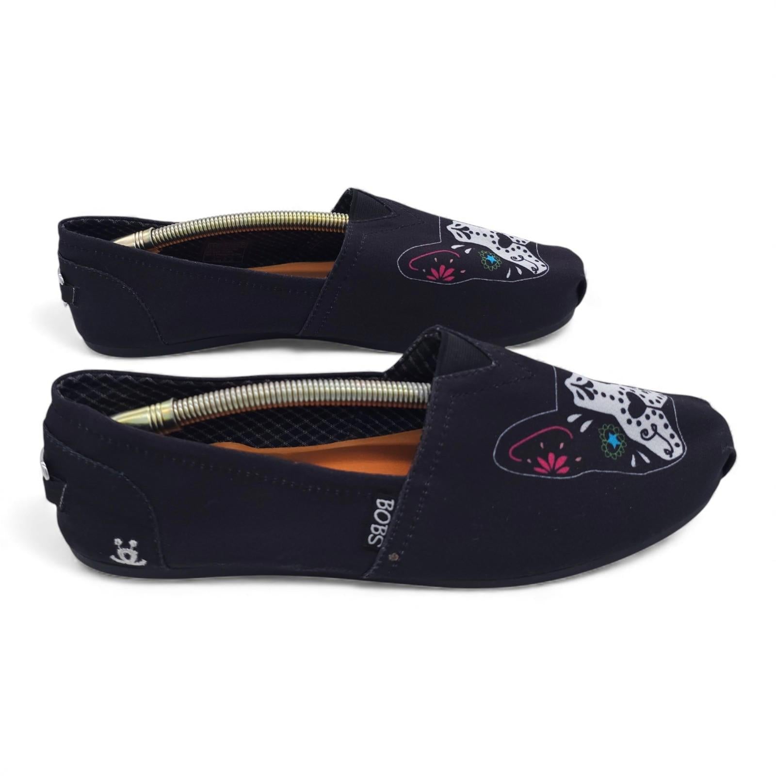 BOBS for Dogs French Bulldog Sugar Skull Canvas Slip On Shoes Women's Size 9.5