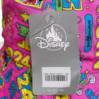 Tag attached to 2024 Disney World Parks Mickey Mouse & Friends Four Parks Reversible Bucket Hat on a pink patterned hat
