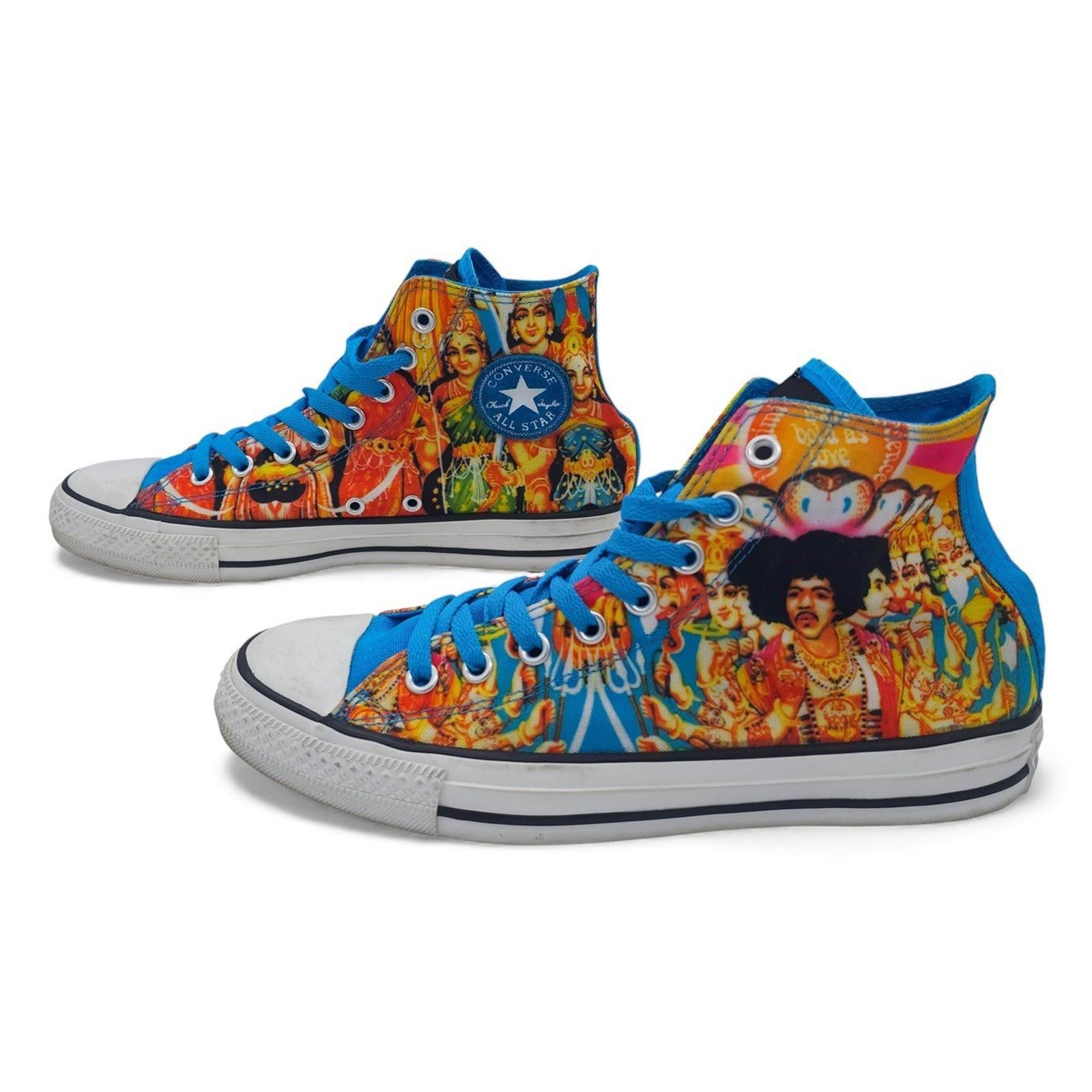 Converse Chuck Taylor All Star High Top Jimi Hendrix Graphic Print Blue Shoes M8