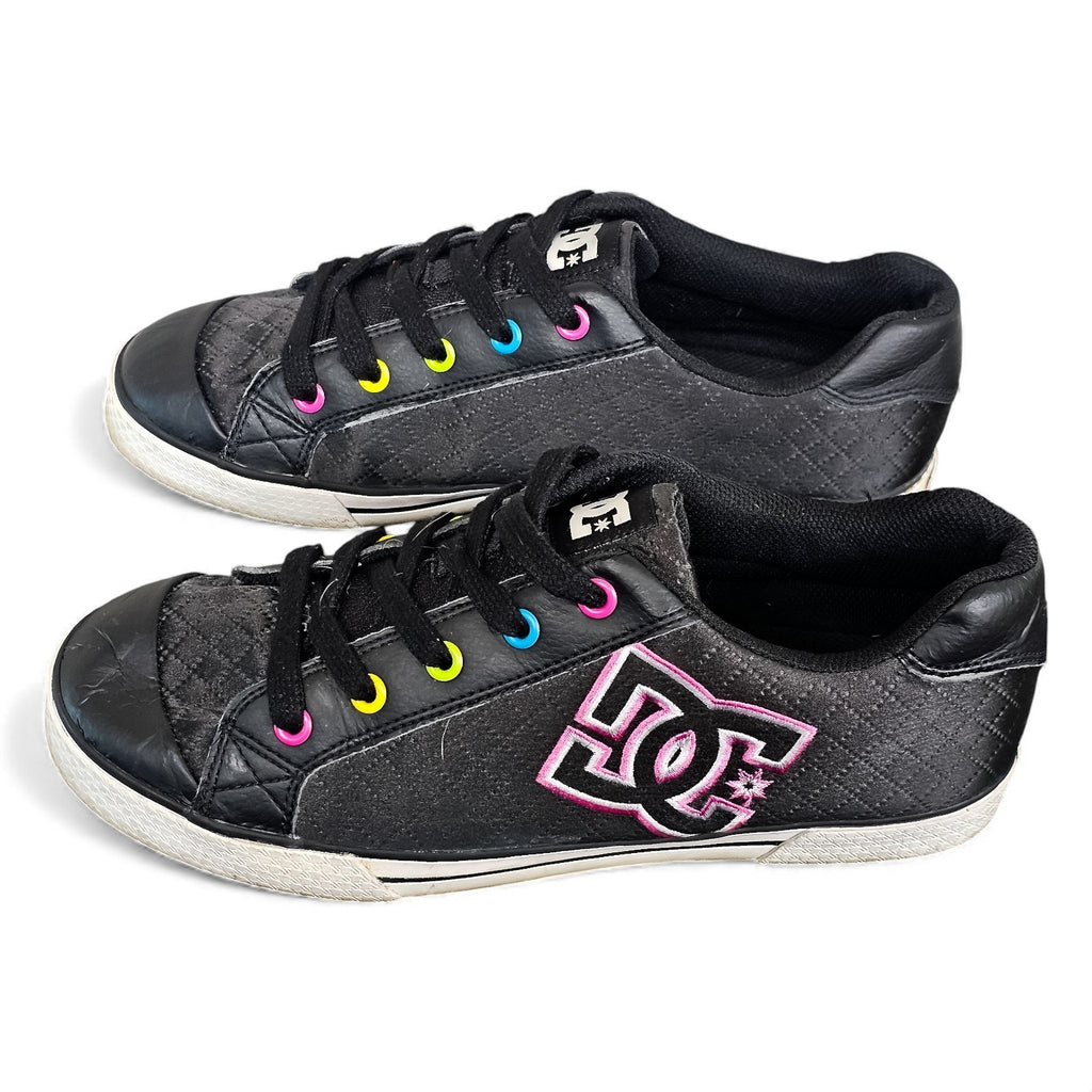 Vintage DC Shoes Low Top Sneakers Pink with Rainbow Eyelet Rare 10w/8.5m by DC Shoes