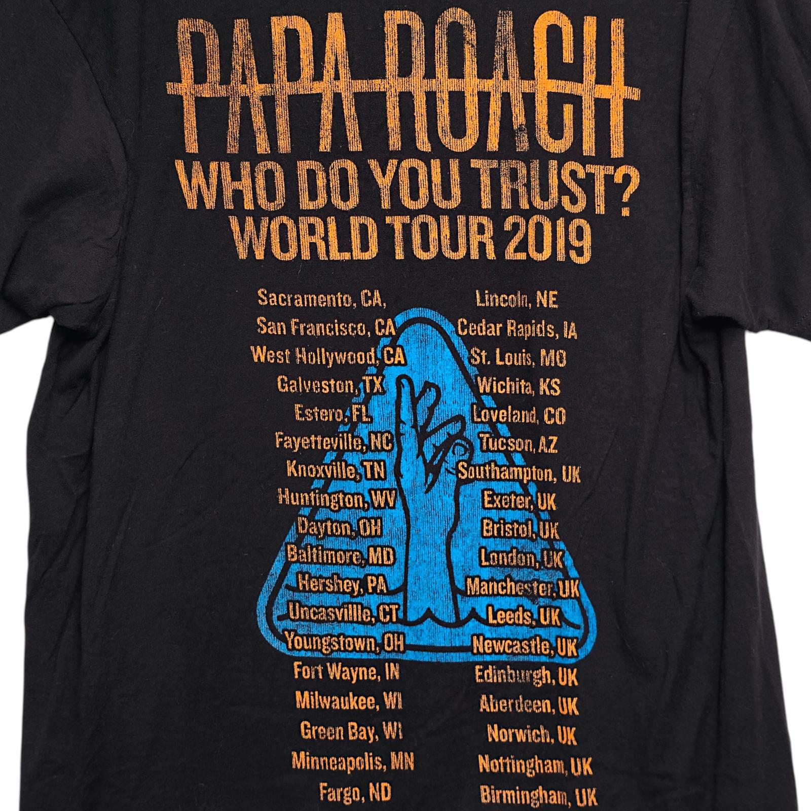 Papa Roach Who Do You Trust? World Tour 2019 Black Graphic T-Shirt - L by Papa Roach