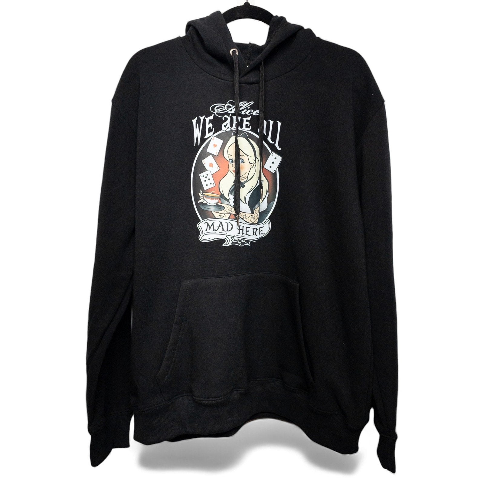 Tattoo Alice In Wonderland We are all Mad Here Black Hoodie Pullover - L by Unbranded
