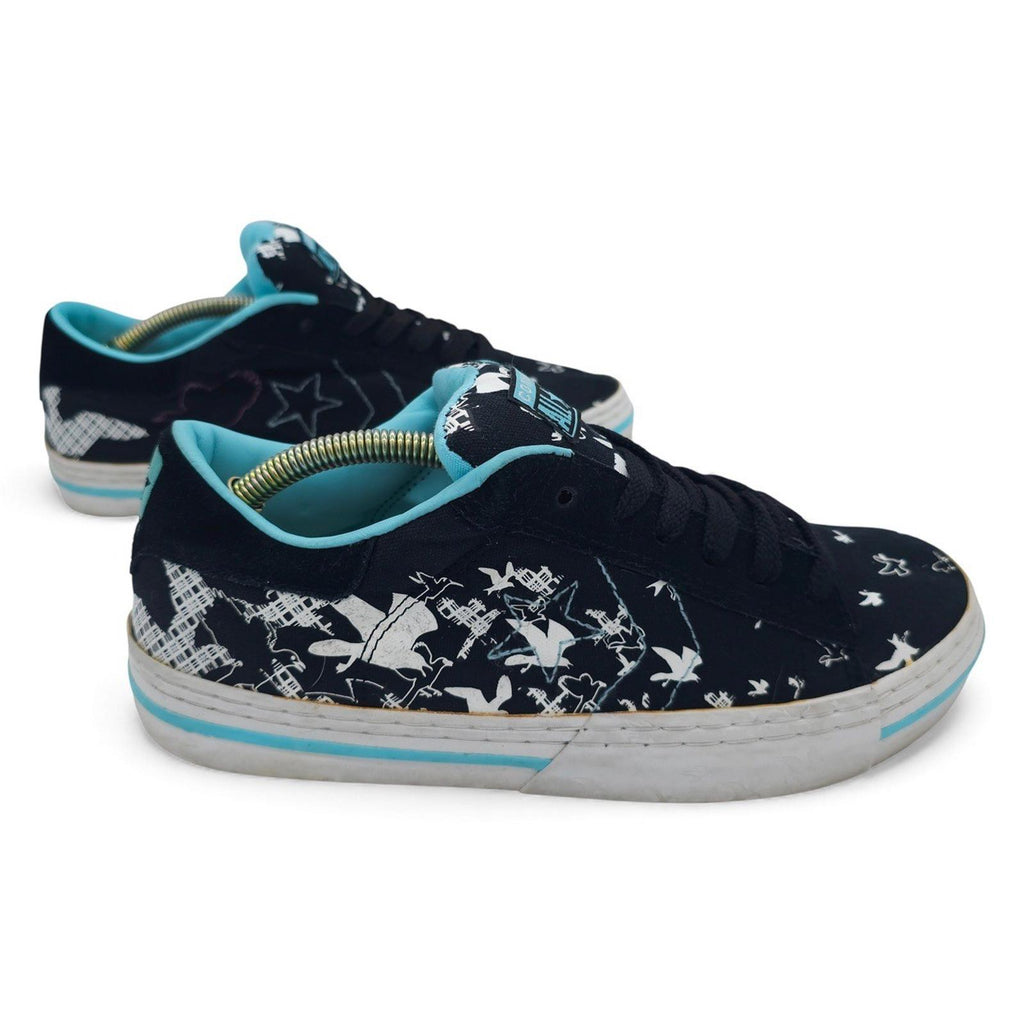 Converse All Star Low Top Black Print Sneakers Shoes Womens Size 10