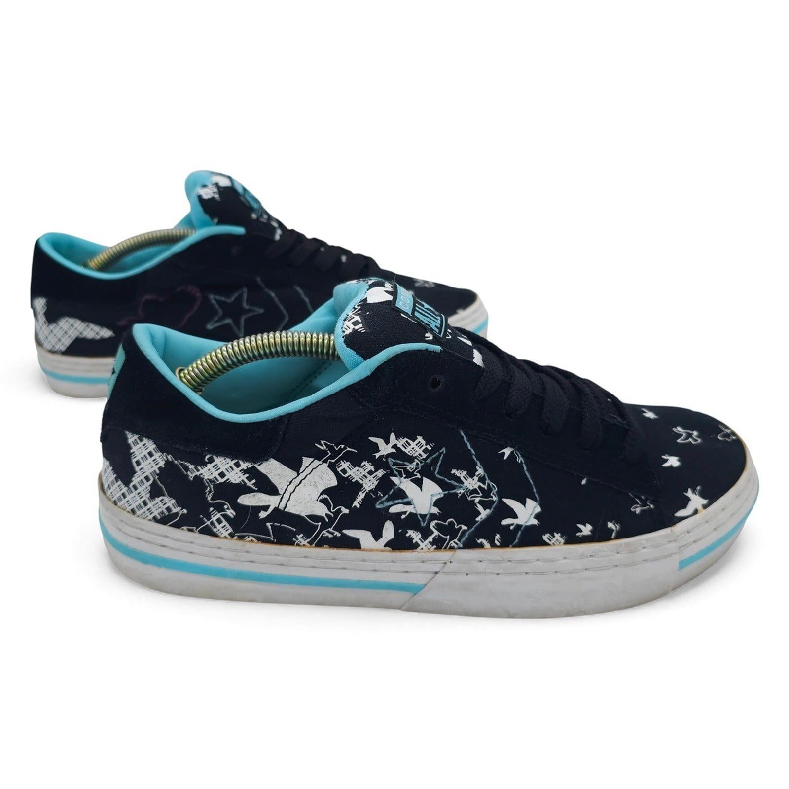 Converse All Star Low Top Black Print Sneakers Shoes Womens Size 10