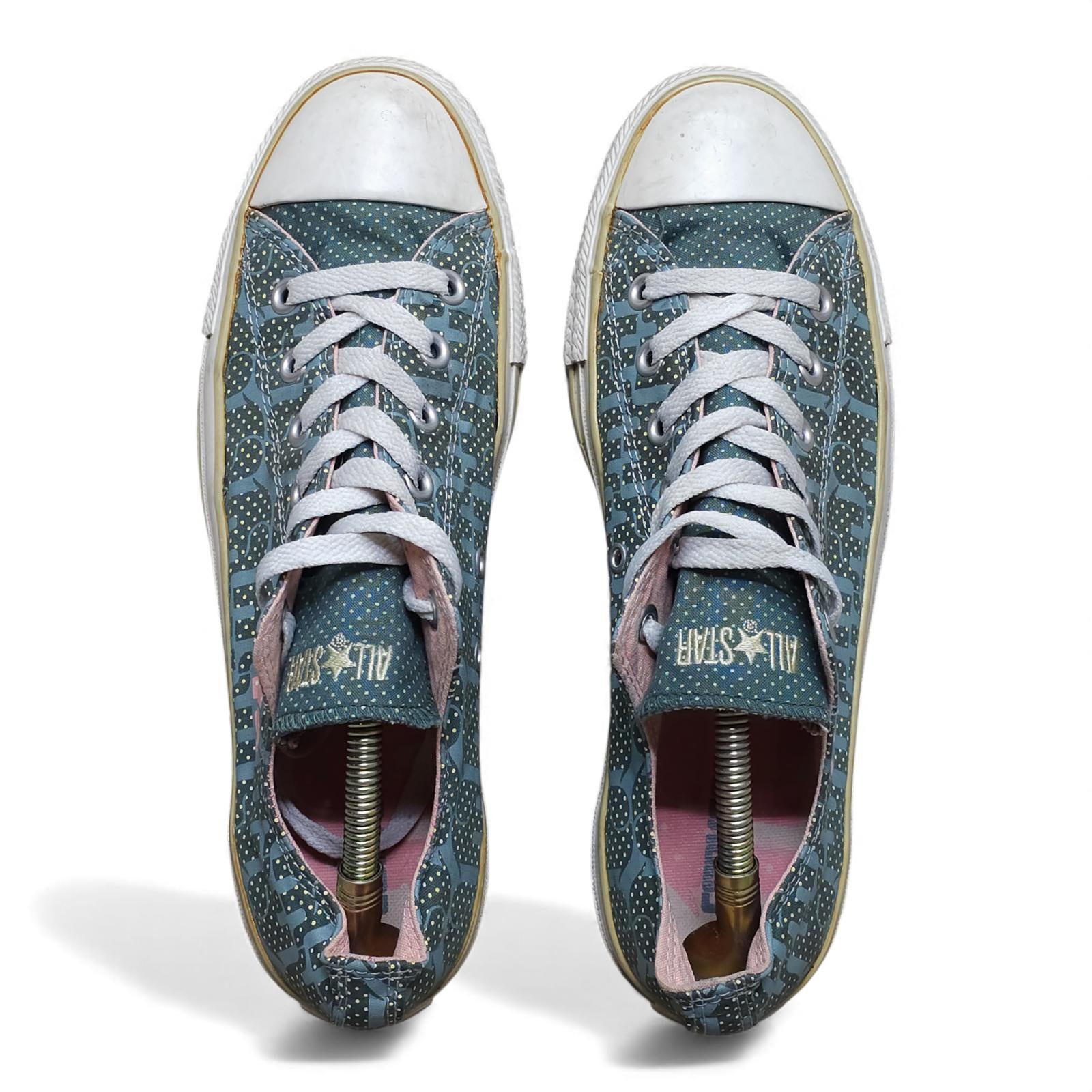 Converse All Star Chuck Taylor Sneakers Blue Pink Polka Dot Elephant - Size 10W