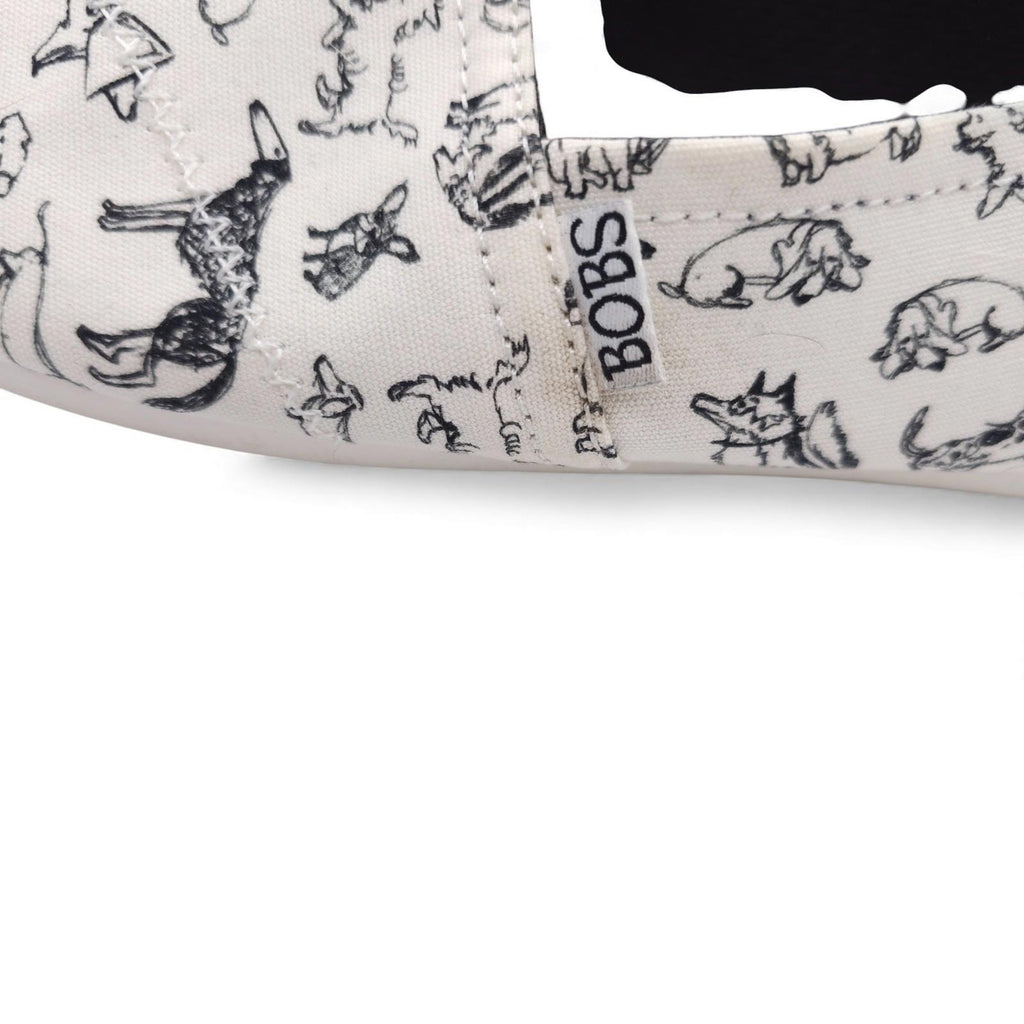 Bobs for Dogs Canvas Slip On Flats White Black Dog Print Shoes Women's Size 9.5