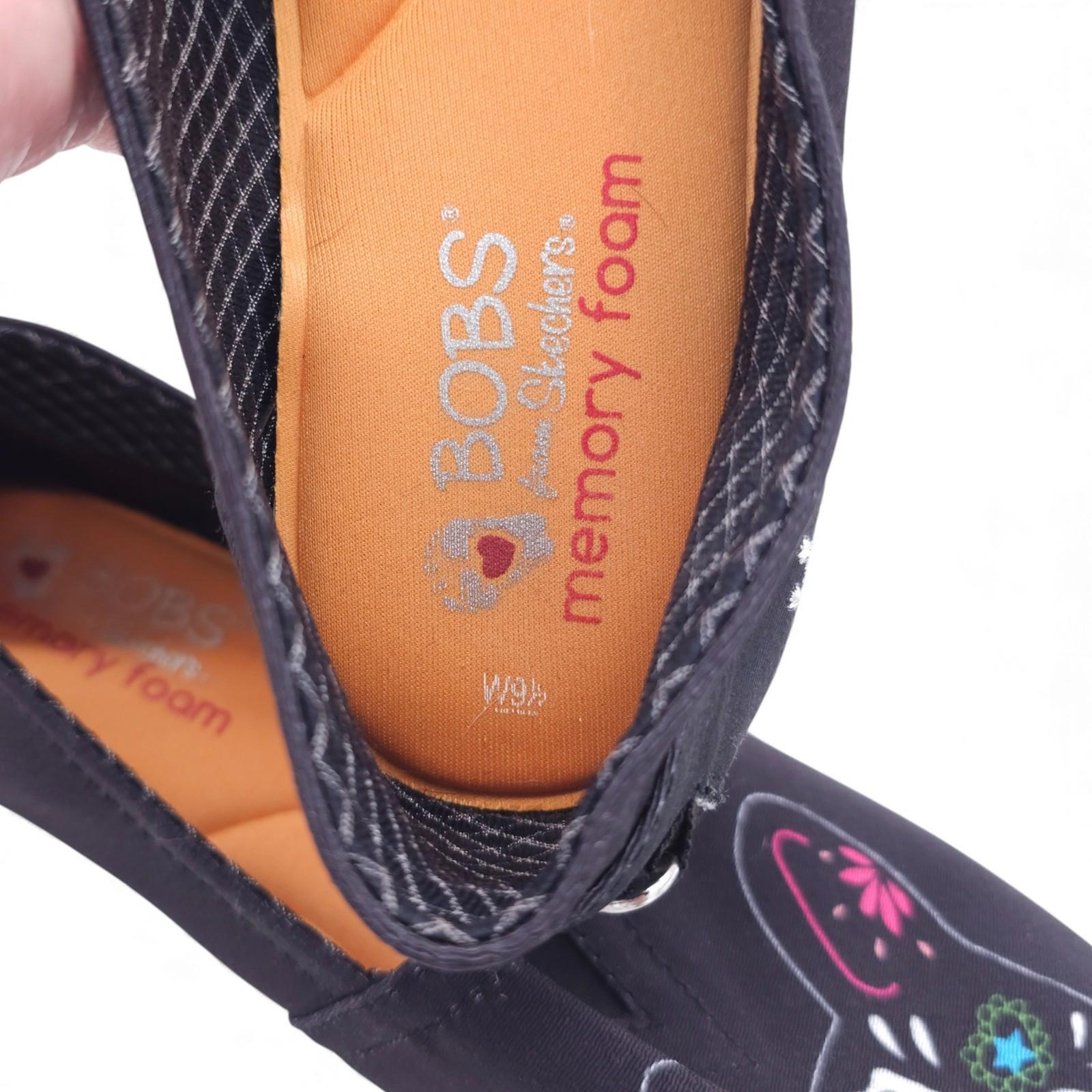 BOBS for Dogs French Bulldog Sugar Skull Canvas Slip On Shoes Women's Size 9.5