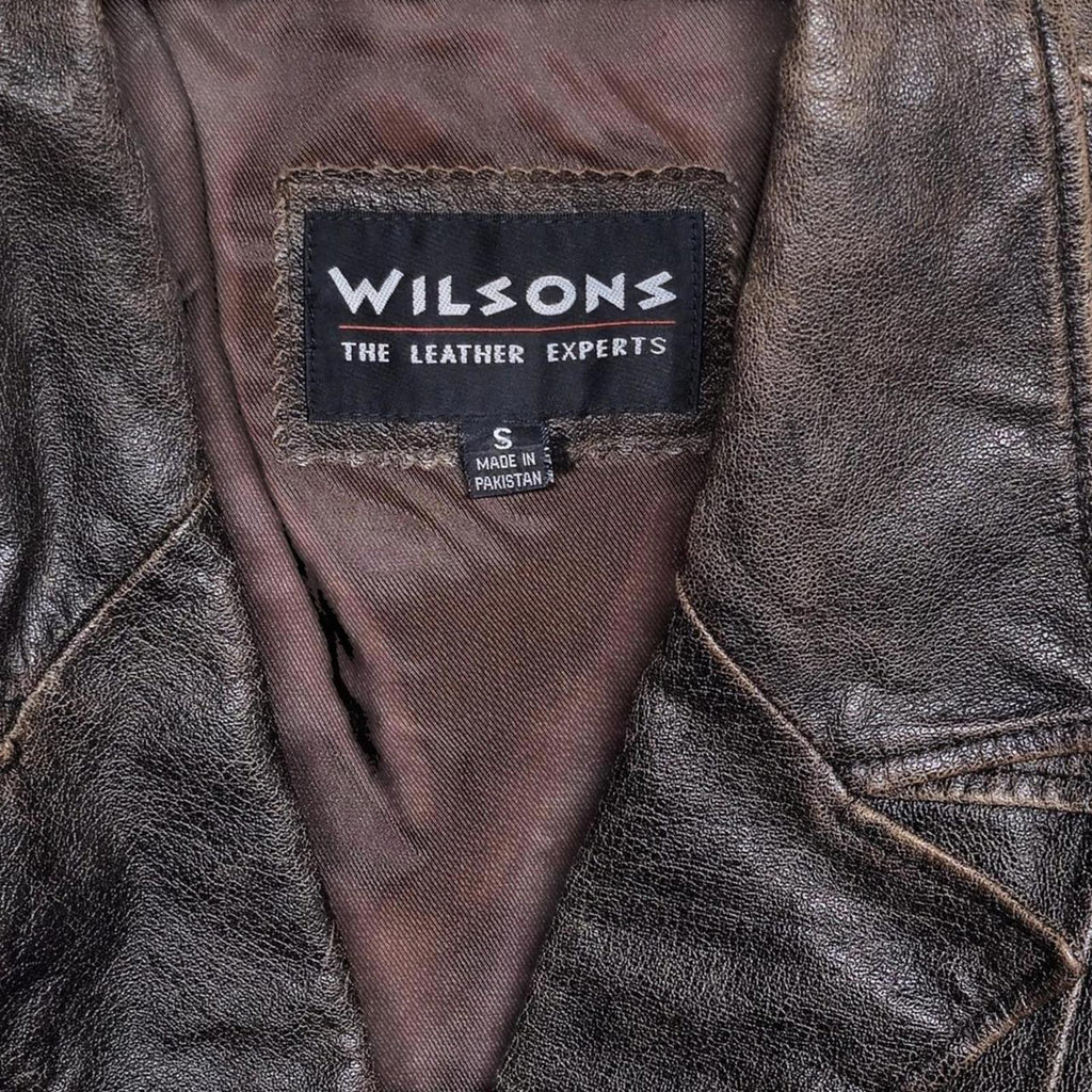 Wilsons Leather Experts Brown Distressed Belted Blazer Jacket Women's Size S