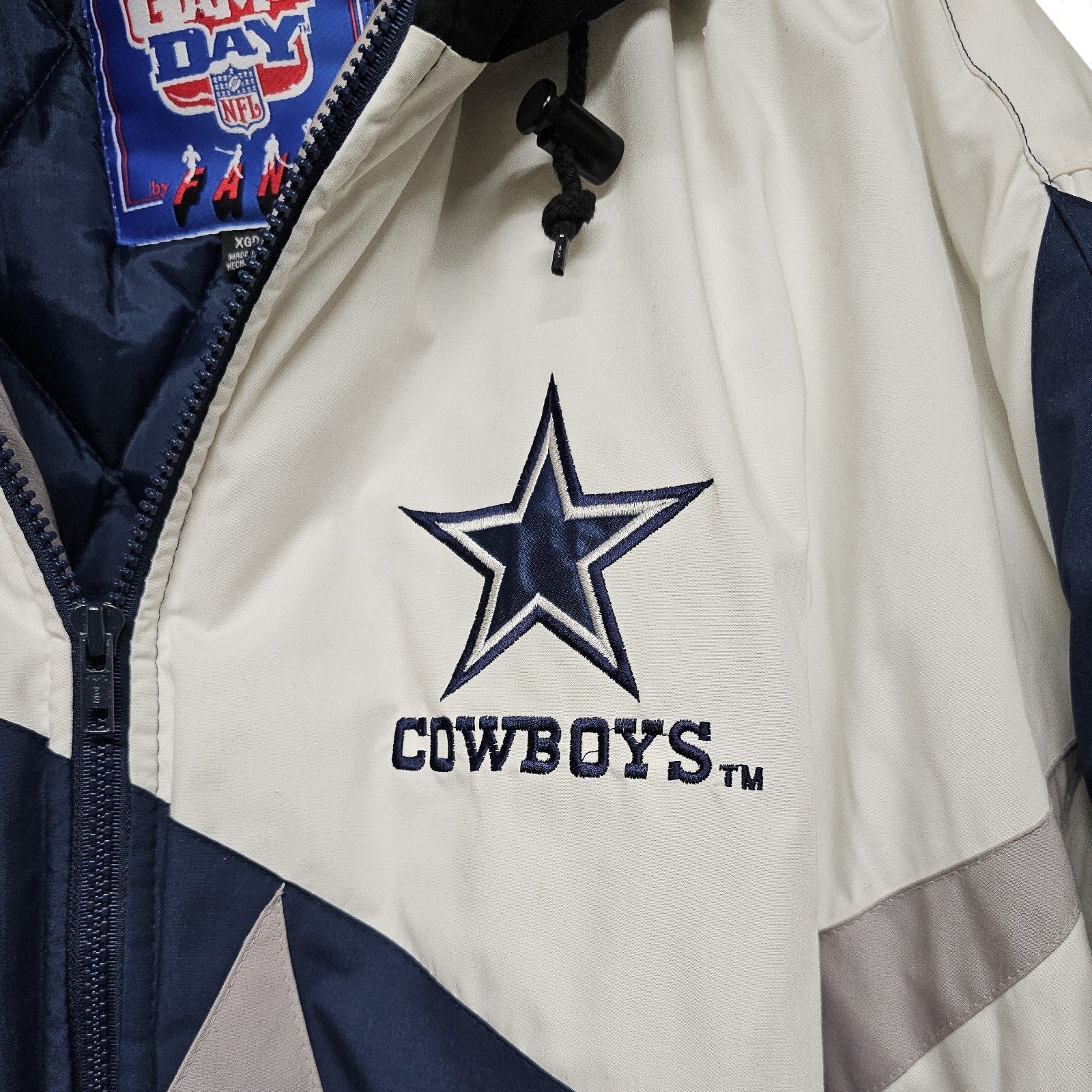 Vintage 90s Dallas Cowboys Jacket Blue NFL Football Hooded Parka Adult XL by NFL