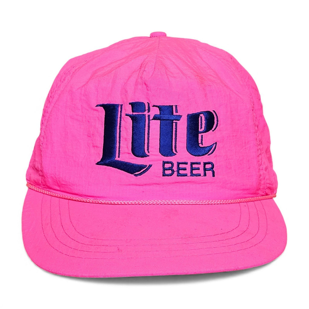Vintage Neon Pink Miller Lite Beer Brewery - Nylon Snapback Adjustable Hat by Miller