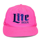 Vintage Neon Pink Miller Lite Beer Brewery - Nylon Snapback Adjustable Hat by Miller