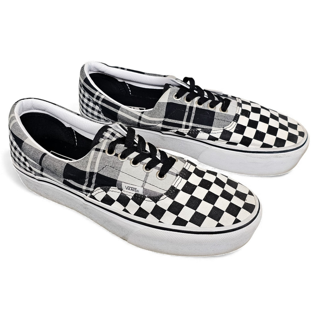 Vans Era Platform Plaid Checkerboard Black True White 8.5m/10w by VANS