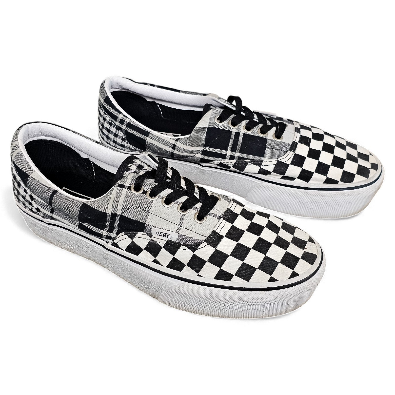 Vans Era Platform Plaid Checkerboard Black True White 8.5m/10w by VANS