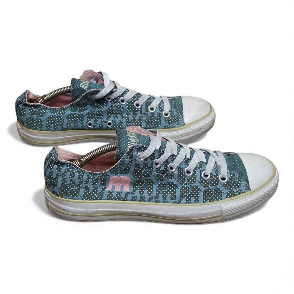 Converse All Star Chuck Taylor Sneakers Blue Pink Polka Dot Elephant - Size 10W