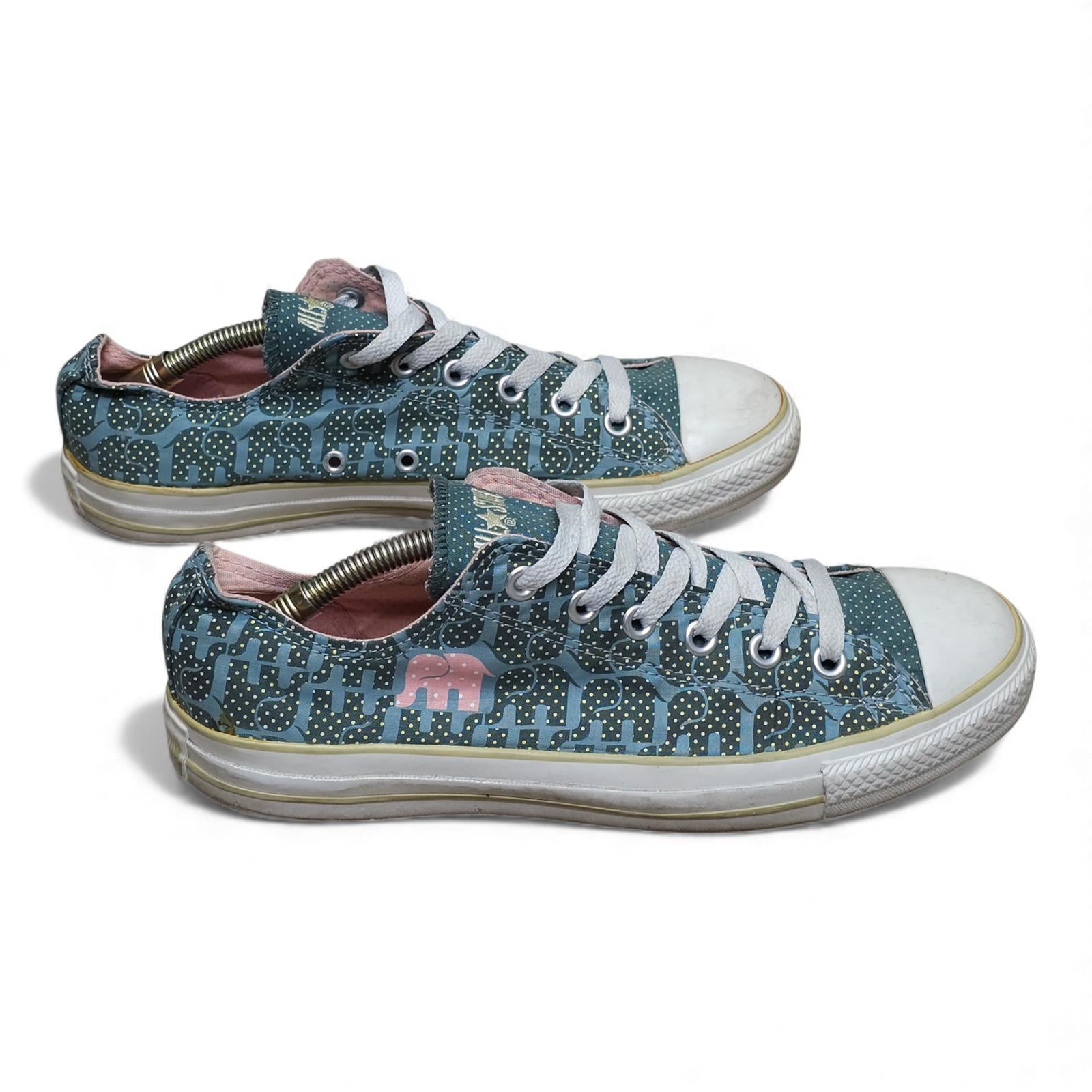 Converse All Star Chuck Taylor Sneakers Blue Pink Polka Dot Elephant - Size 10W