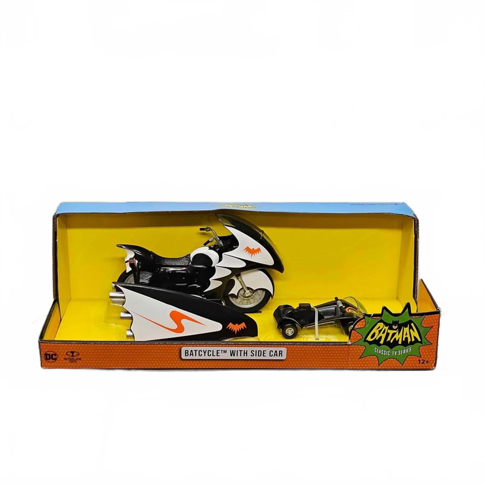 Batman Classic TV Series Batcycle with Side Car Vehicle Set by McFarlane Toys