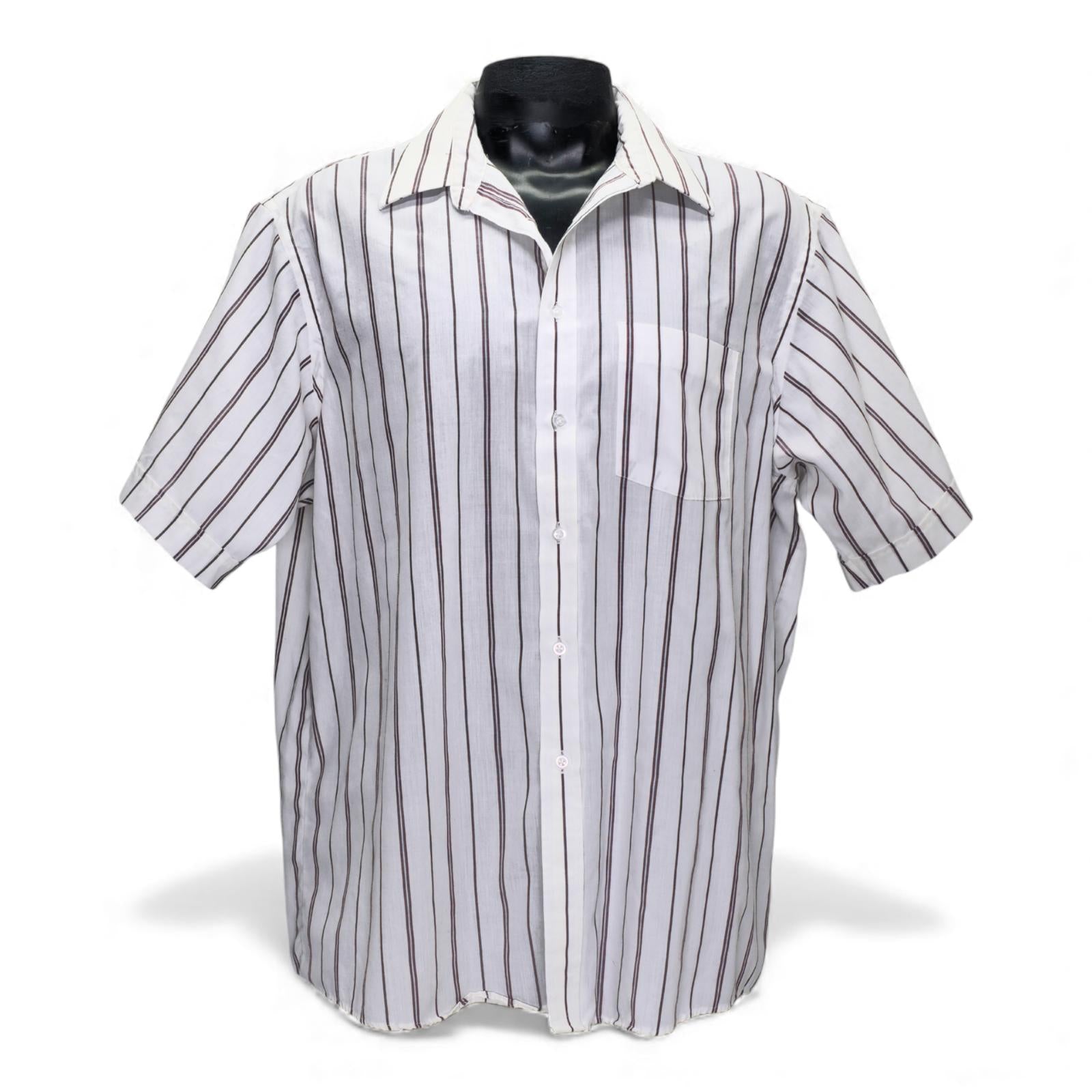 Vintage American Edition Men's Wrinkle-Free Casual Short Sleeve Shirt Striped