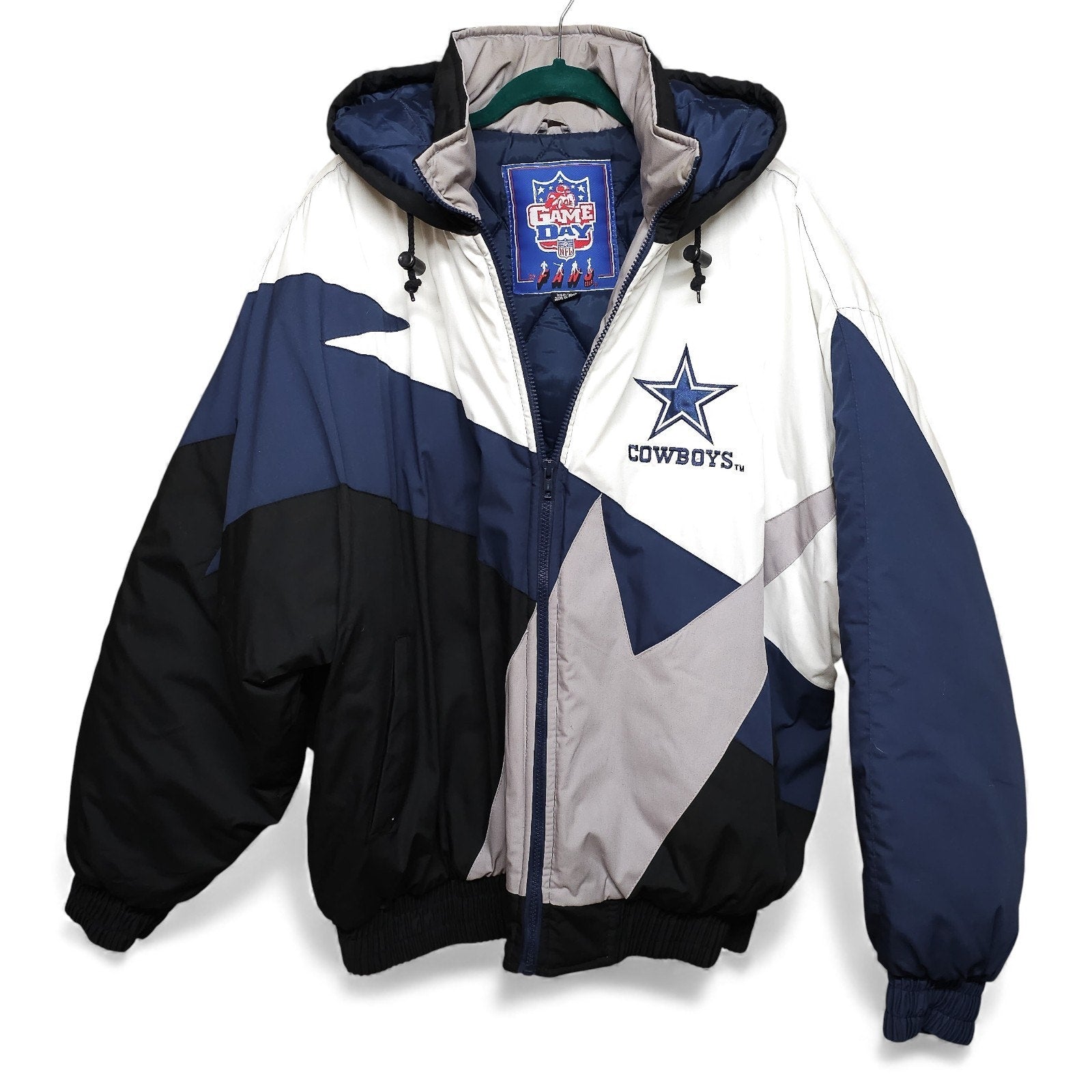 Vintage 90s Dallas Cowboys Jacket Blue NFL Football Hooded Parka Adult XL by NFL