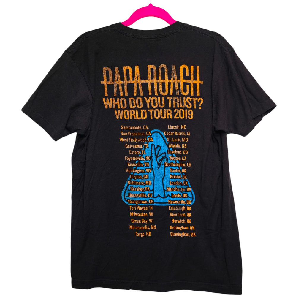 Papa Roach Who Do You Trust? World Tour 2019 Black Graphic T-Shirt - L by Papa Roach