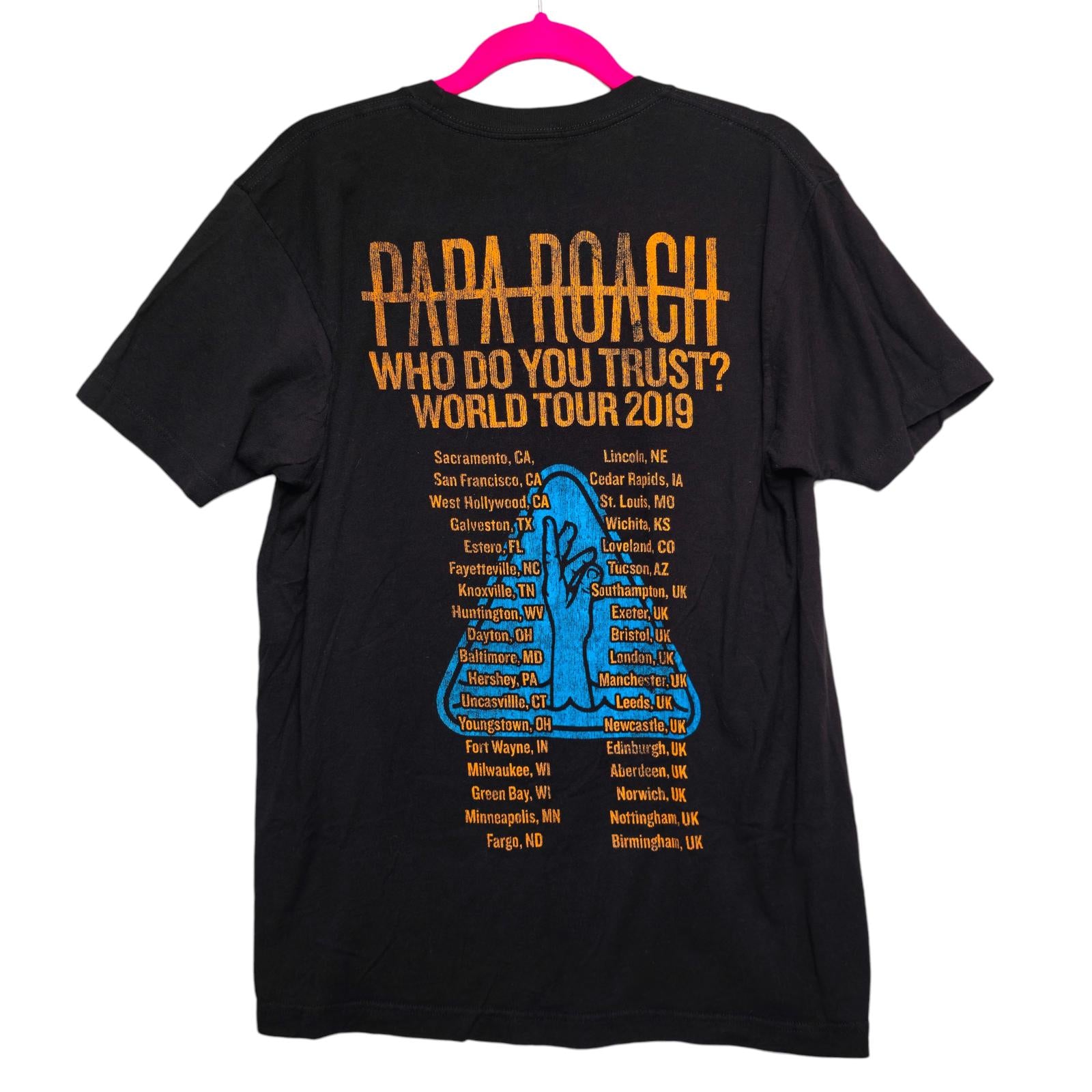 Papa Roach Who Do You Trust? World Tour 2019 Black Graphic T-Shirt - L by Papa Roach