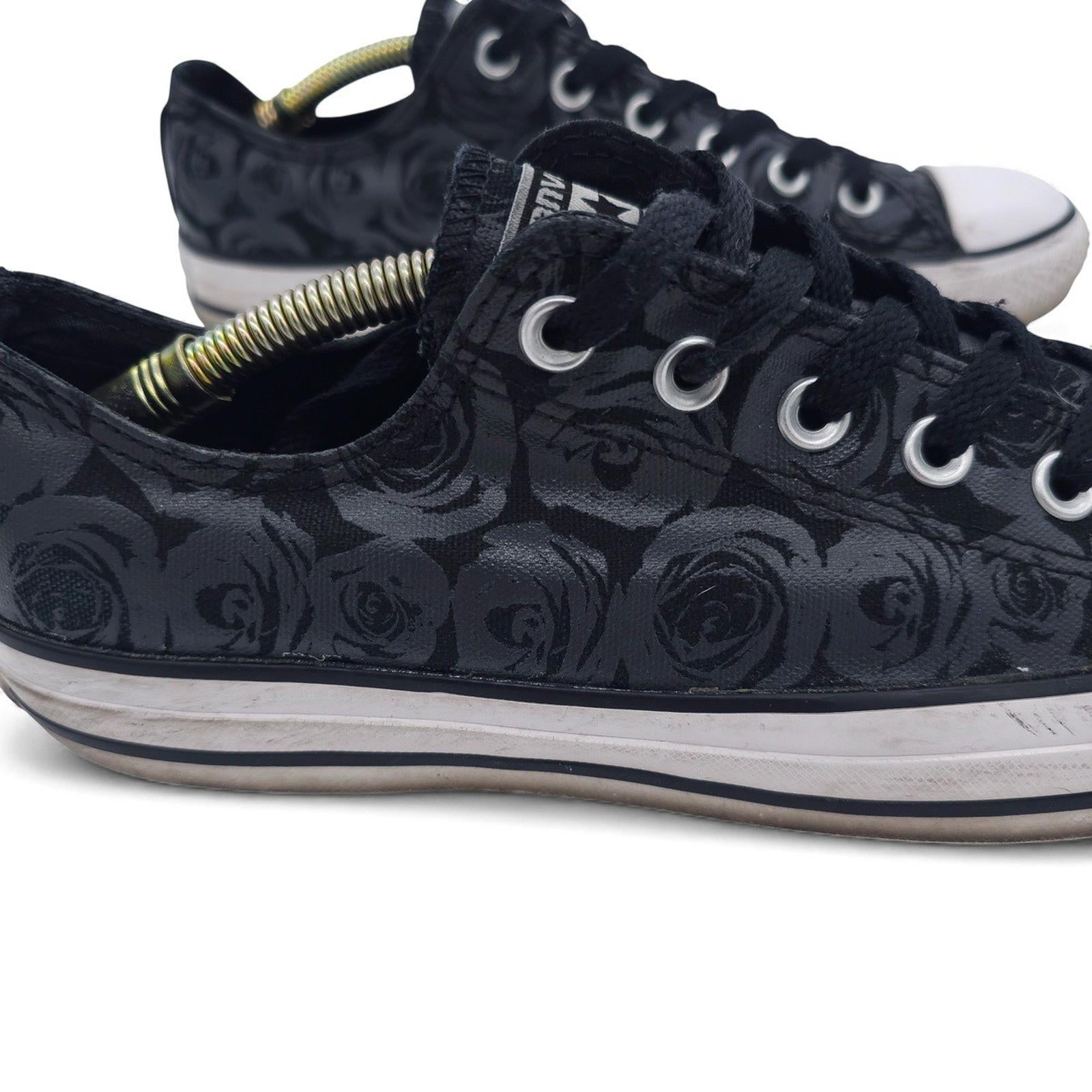 Converse Chuck Taylor All Star Low Top Rose Print Black Sneakers Shoes Womens 10