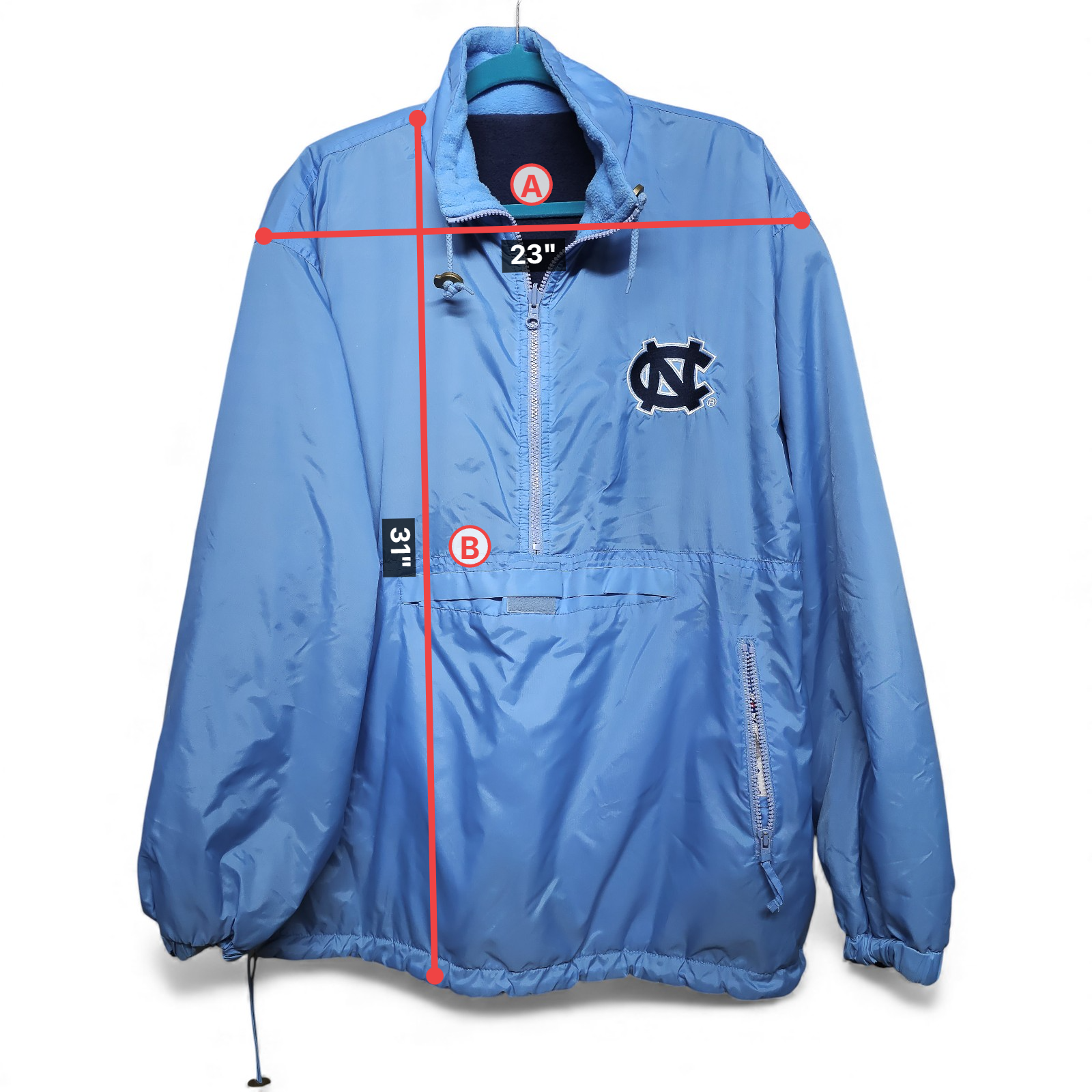 Champion North Carolina Anorak Reversible Half Zip Fleece Light Blue Adult L by Champion