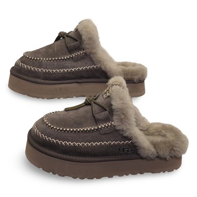 UGG Tazz Platform Slippers Women 8 Caribou Suede Tasman Braid Excellent