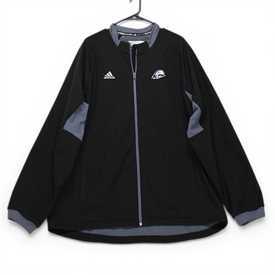 Adidas Mens Track Jacket Large Black Grey Full Zip Eagle Logo Excellent
