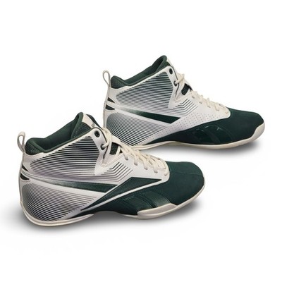 Vintage Reebok Basketball Shoes Mens 12 Green White Mid Top V56701 Good Conditio