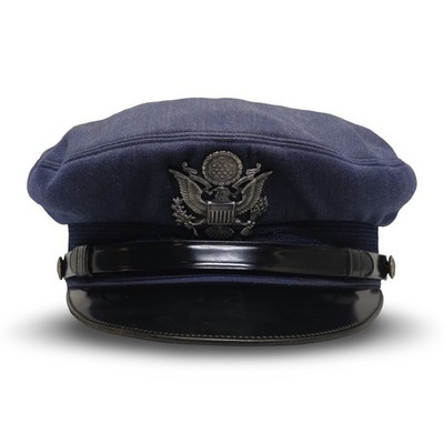 Vintage WW2 USA Army Crusher Visor Cap Men 6 7/8 Blue Eagle Crest Excellent