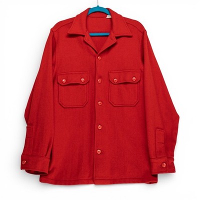 Woolrich Vintage 50s 60s CPO Wool Shirt Jacket Red Mens 44 Long Hunting