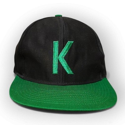 Vintage Black Green K Embroidered Snapback Baseball Cap One Size Excellent