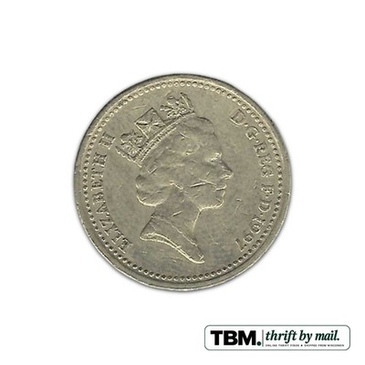 1997 United Kingdom Three Lions (England reverse) UK £1 Coin About Uncirculated