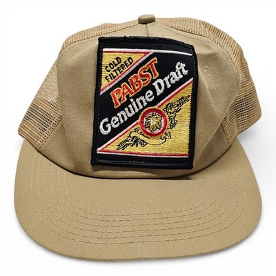 Vintage Unifog Pabst Genuine Draft Trucker Hat Tan Mesh Snapback OSFA Excellent