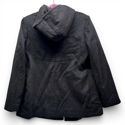 Anne Klein Coat Hooded pea coat Double-breasted hooded coat Charcoal gray M - Image 2
