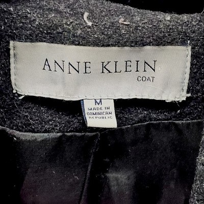 Anne Klein Coat Hooded pea coat Double-breasted hooded coat Charcoal gray M - Image 3