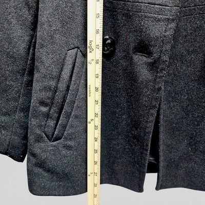 Anne Klein Coat Hooded pea coat Double-breasted hooded coat Charcoal gray M - Image 4