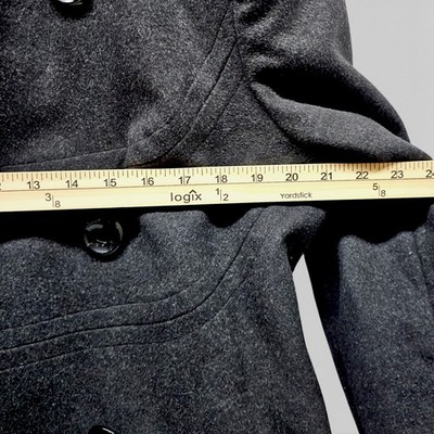 Anne Klein Coat Hooded pea coat Double-breasted hooded coat Charcoal gray M - Image 5