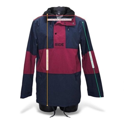 Ride Snowboard Anorak Jacket Navy Burgundy Colorblock Hooded Men L Excellent - Image 5