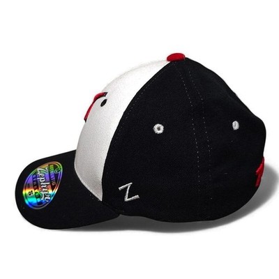 Vintage Zephyr Stretch Baseball Cap S Black White Red Lightning Bolt Excellent - Image 3