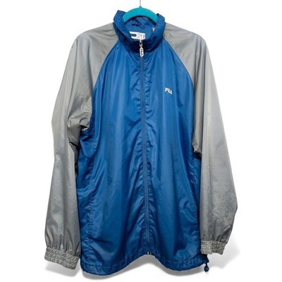 Vintage Fila Mens Blue Gray Windbreaker Track Jacket Size L Excellent