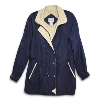 Vintage Jacqueline Ferrar Navy Beige Colorblock Windbreaker Jacket Medium