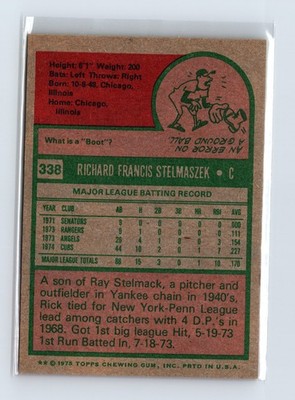 1975 Topps Baseball - SET BREAK - #338 Rick Stelmaszek - Image 2