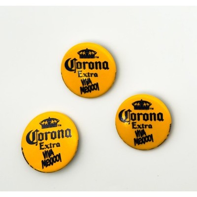 3 Vintage Corona Extra - 1.5" Pin Buttons - Viva Mexico! Barton Beers Chicago