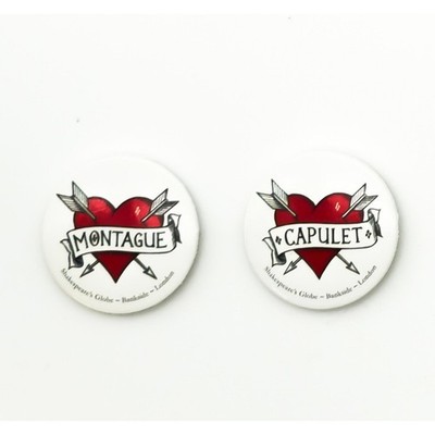 Montague & Capulet - 1" Pin Buttons - Romeo & Juliet - Shopkeeper's Globe London