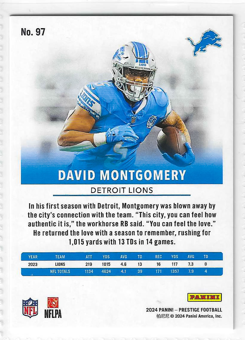 2024 Panini Prestige - David Montgomery #97 Xtra Points Red /199 - Image 2